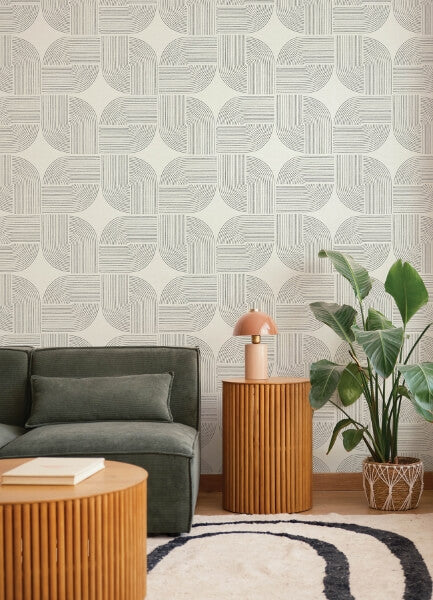 Savoye Black Spiral Arches Wallpaper