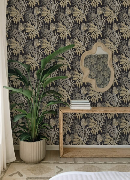 Alocasia Neutral Tropical Foliage Wallpaper