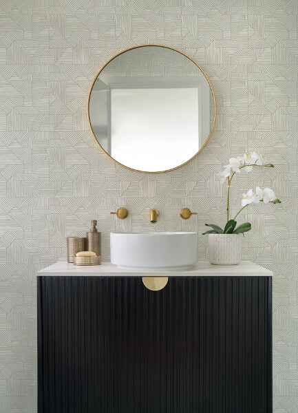 Crescendo Light Grey Block Geometric Wallpaper