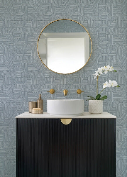 Crescendo Blue Block Geometric Wallpaper
