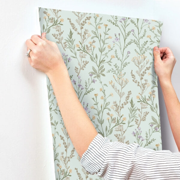 Laverne Aquamarine Wildflowers Wallpaper
