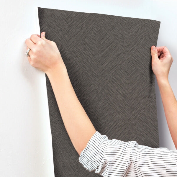 Hollis Charcoal Textured Diamond Wallpaper