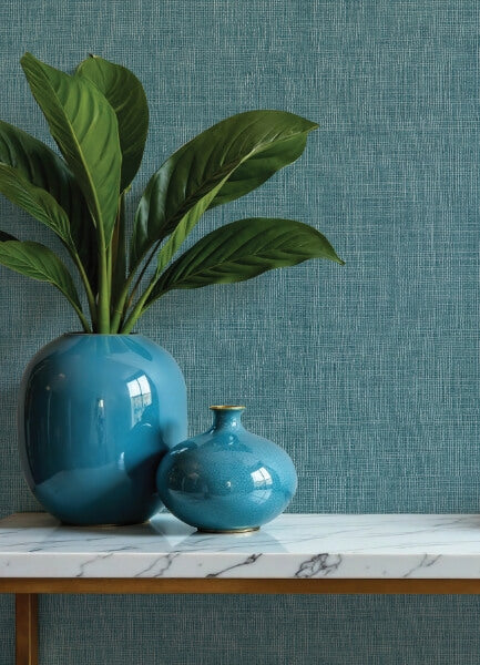 Alba Turquoise Open Weave Wallpaper