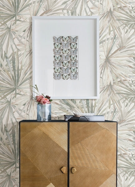 Corifa Cream Palm Leaf Wallpaper