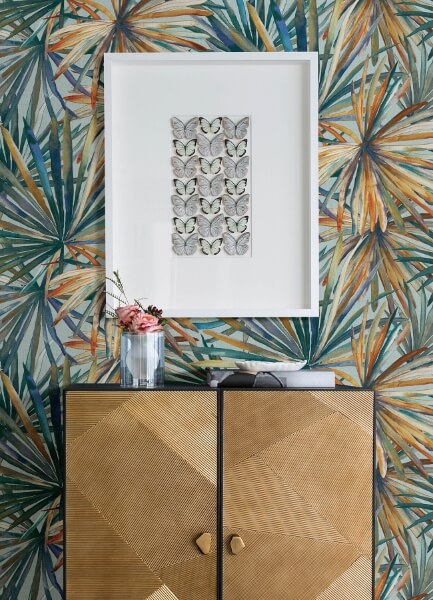 Corifa Sea Green Palm Leaf Wallpaper