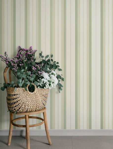 Herrgård Green Stripe Wallpaper