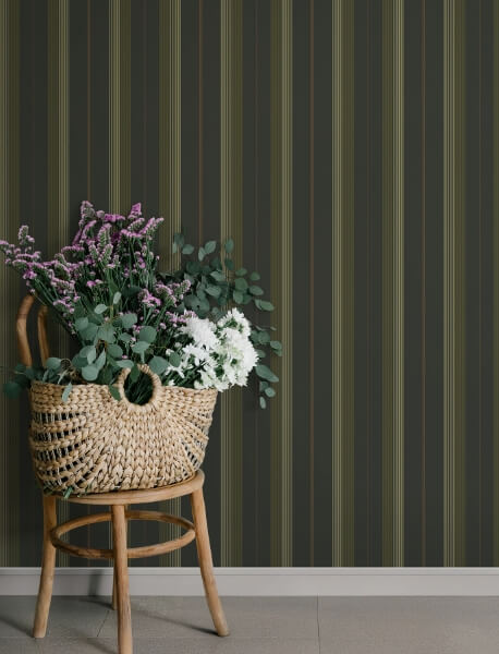 Herrgård Black Stripe Wallpaper