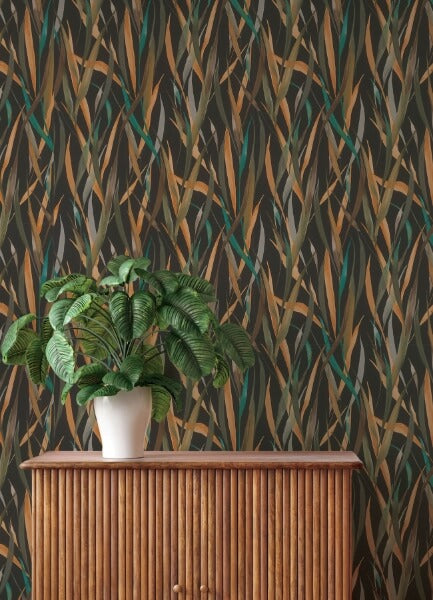 Willoughby Black Fronds Wallpaper