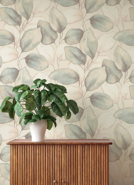 Evanthe Aqua Vine Wallpaper