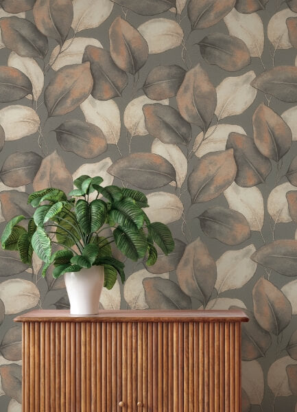 Evanthe Charcoal Vine Wallpaper