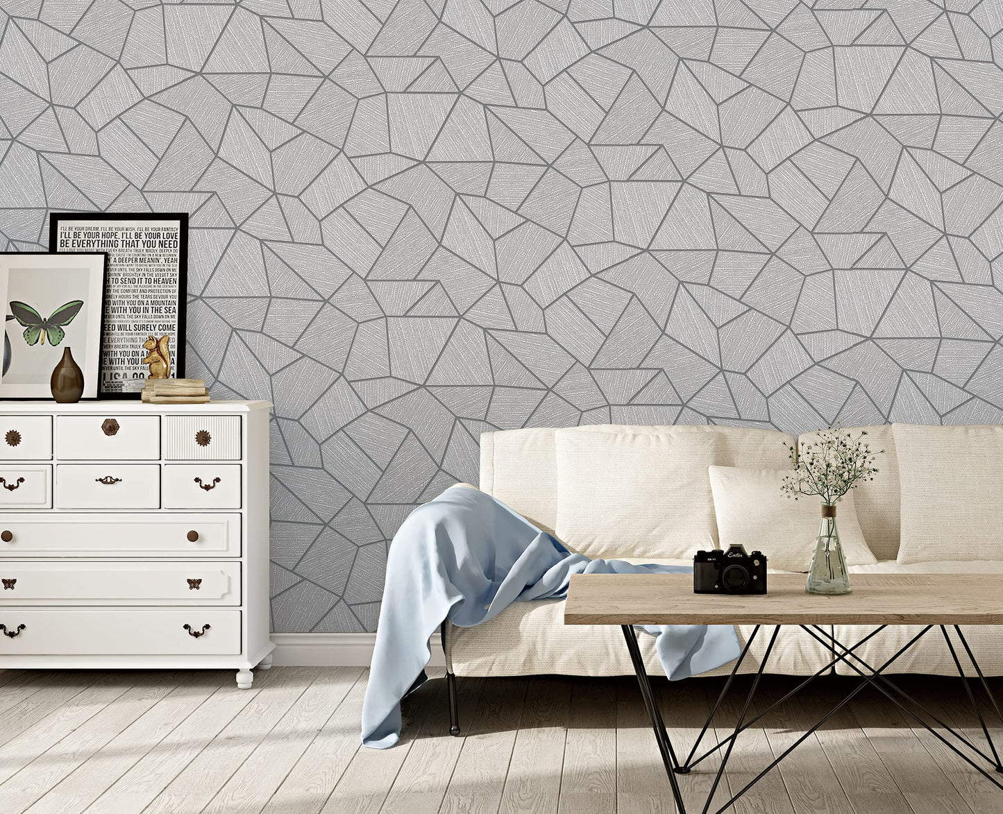 Silver Geometric Elegance Wallpaper
