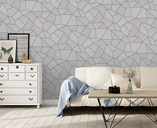 Silver Geometric Elegance Wallpaper
