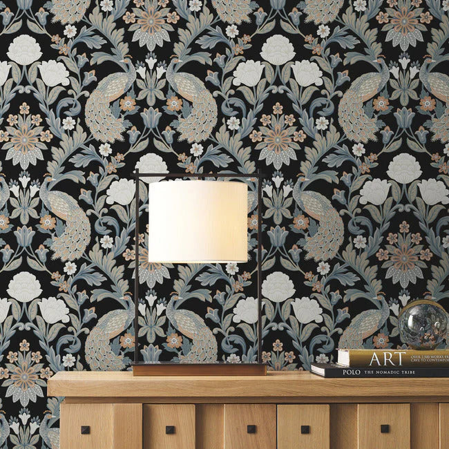 Plume Dynasty Black Wallpaper