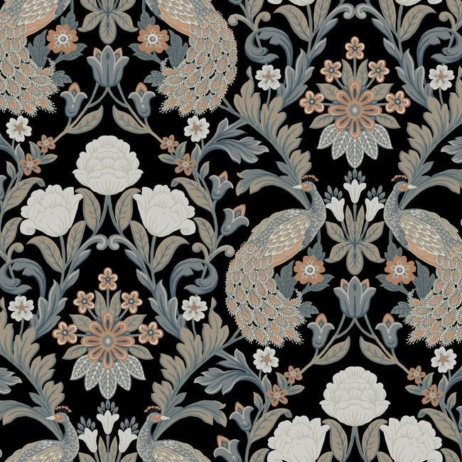 Plume Dynasty Black Wallpaper
