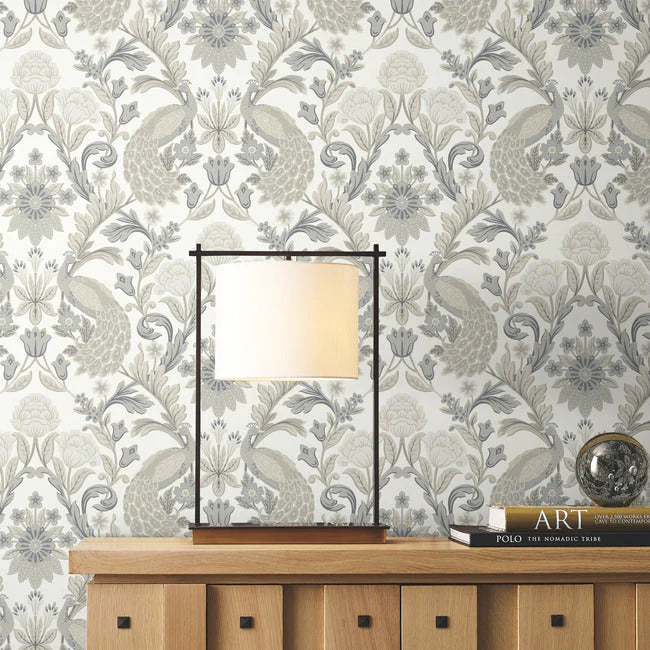 Plume Dynasty White Wallpaper