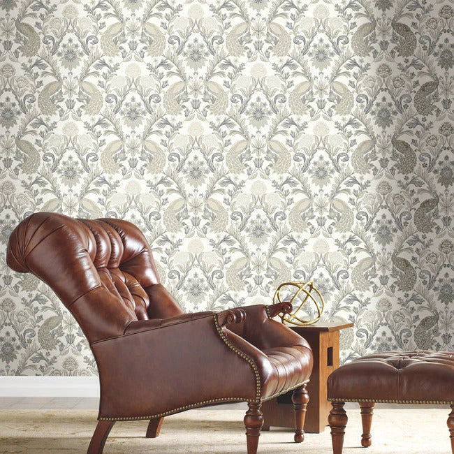 Plume Dynasty White Wallpaper