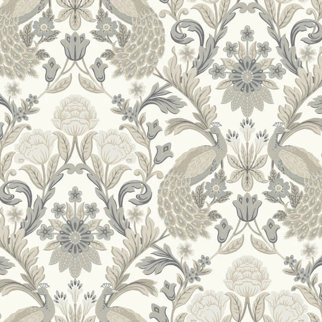 Plume Dynasty White Wallpaper
