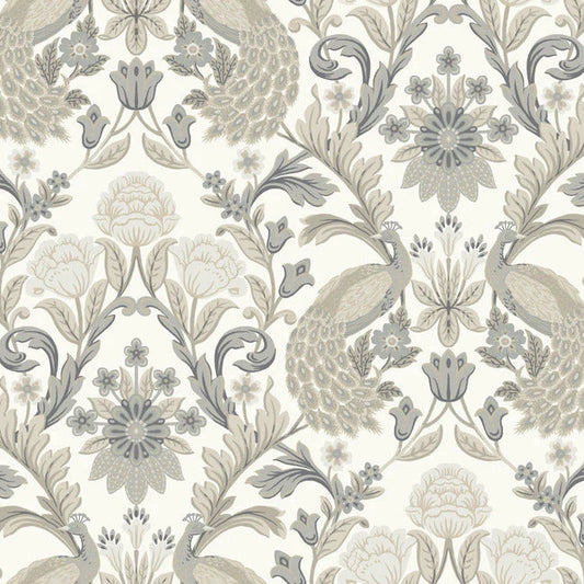 Plume Dynasty White Wallpaper