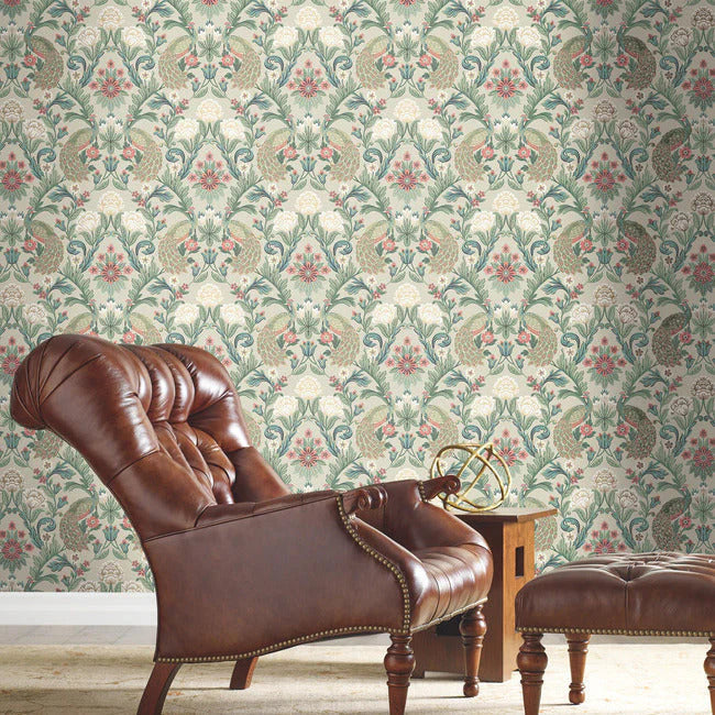 Plume Dynasty Taupe Wallpaper
