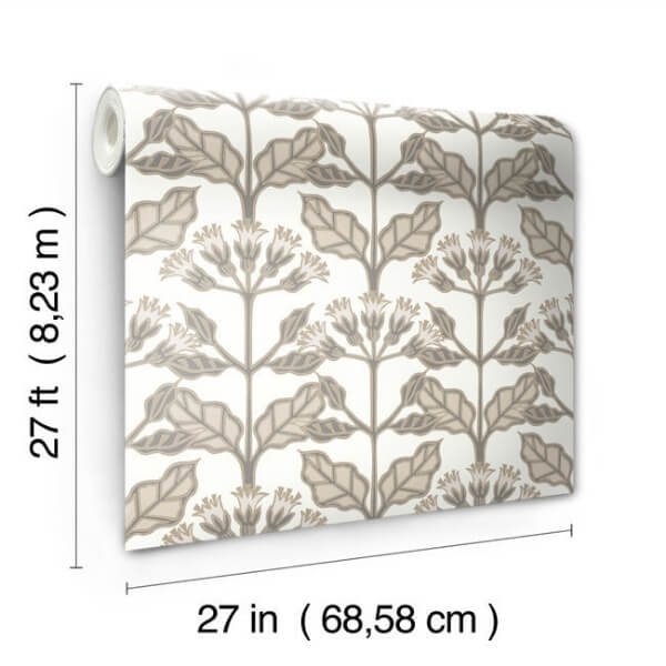 Tracery Blooms White Wallpaper