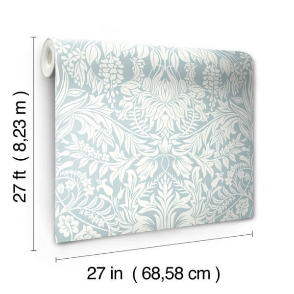 Lockwood Damask Light Blue Wallpaper