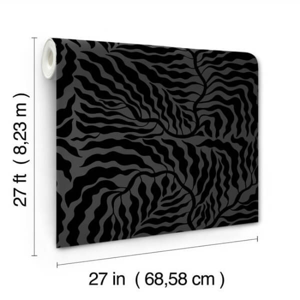 Fern Fronds Black Wallpaper