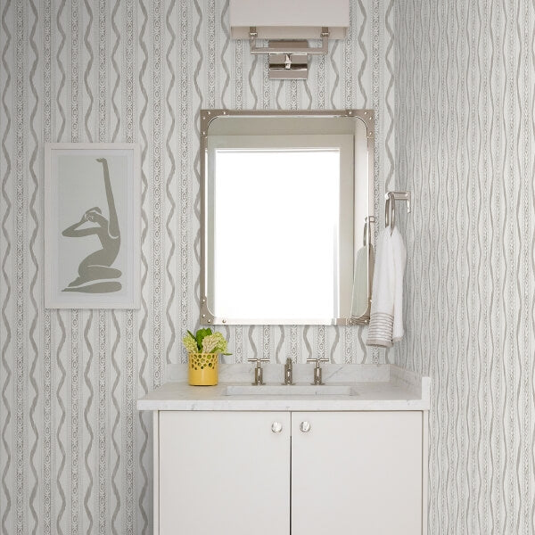 Rhys Stone IKAT Stripe Wallpaper