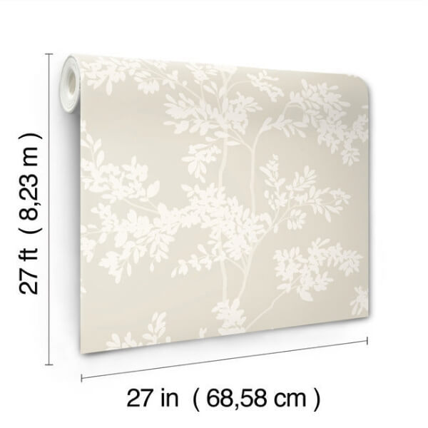 Lunaria Silhouette Light Taupe & White Wallpaper