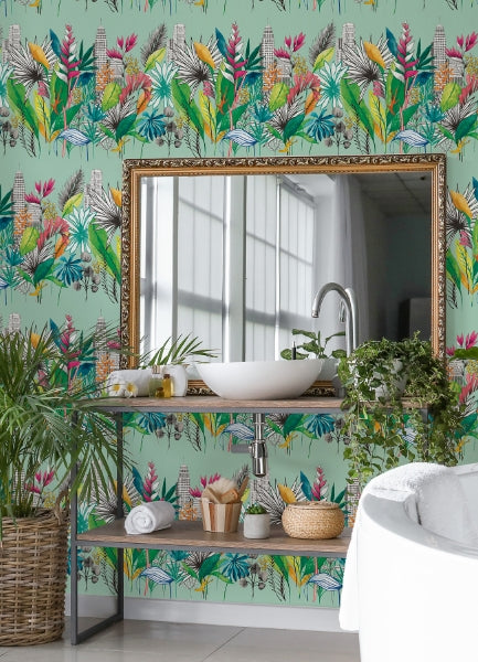 Sierra Mint Urban Tropic Wallpaper
