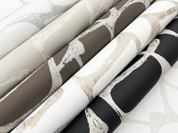 Craftsman Geometric White & Gold Wallpaper