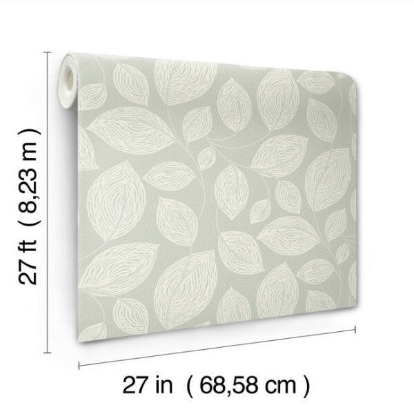 Contoured Leaves Green Wallpaper
