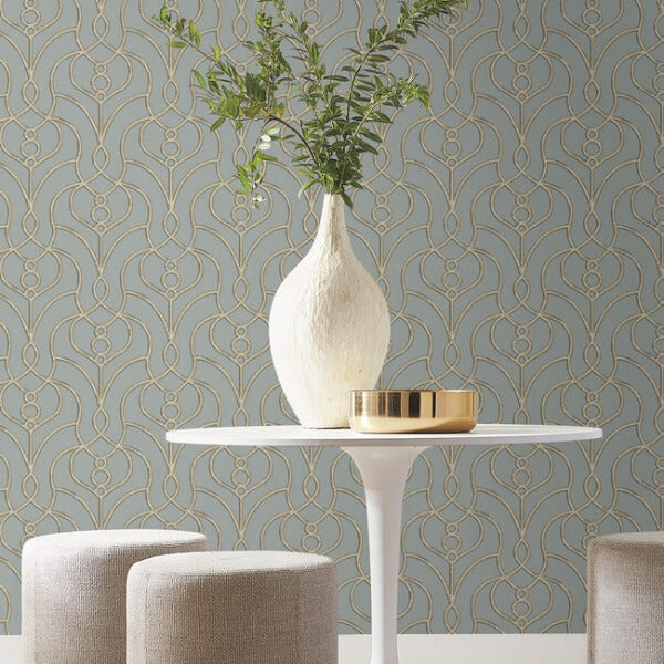 Divine Trellis Dusty Blue Wallpaper