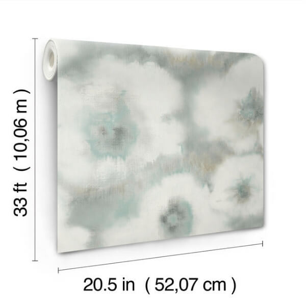 Blended Floral Aqua Wallpaper