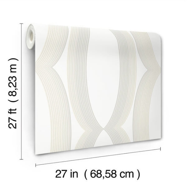 Progression Ogee White Wallpaper