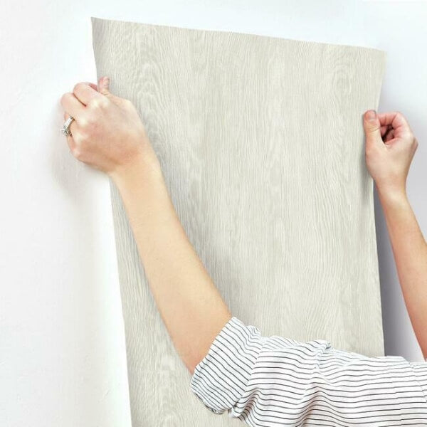 Quarter Sawn Wood Beige Wallpaper