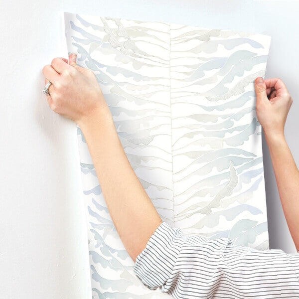 Leaf Column Spa Blue Wallpaper