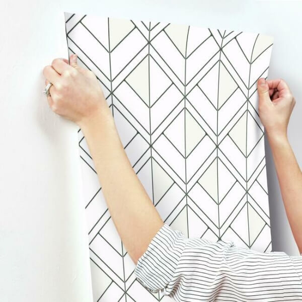 Diamond Shadow White Wallpaper