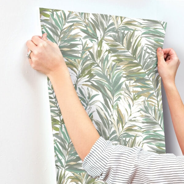 Swaying Palms Olive & Aegean Wallpaper