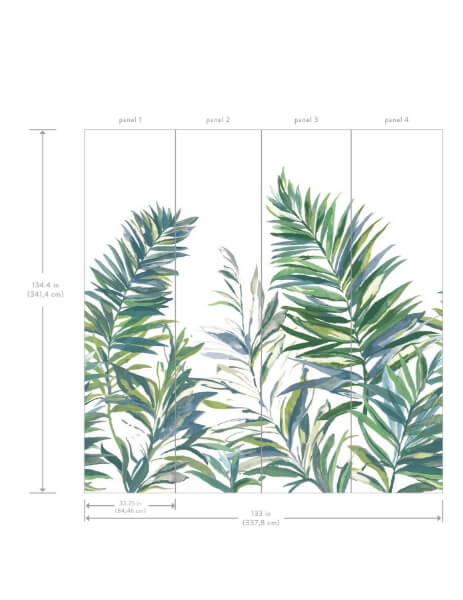 Swaying Palms Green & Blue Mural