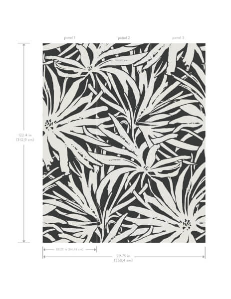 Floral Canopy Black Mural