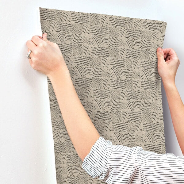 Woodcut Black & Linen Wallpaper