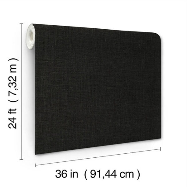 Jute Weave Black Wallpaper