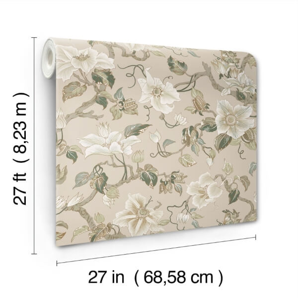 Marguerite Vine Taupe Wallpaper