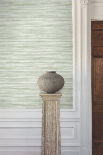 Brushed Linen Green Wallpaper