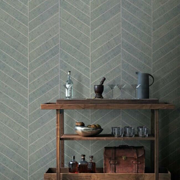 Atelier Herringbone Light Grey Wallpaper