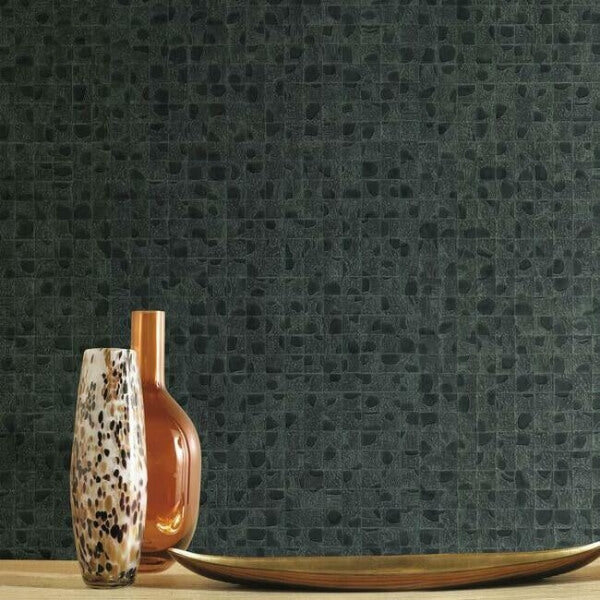 Leather Lux Dark Green Wallpaper