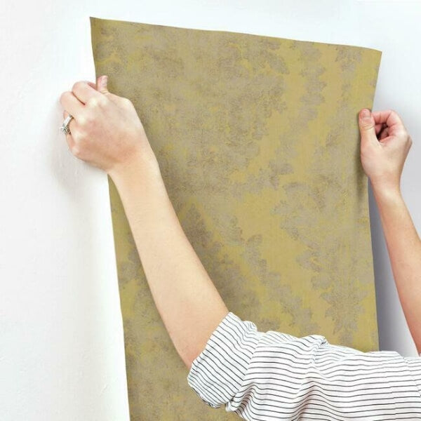 Charleston Damask Yellow Wallpaper