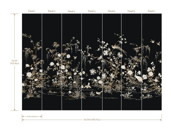 Flowering Vine Chino Black Wall Mural