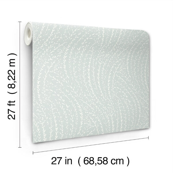 Willow Song Light Blue Botanical Wallpaper