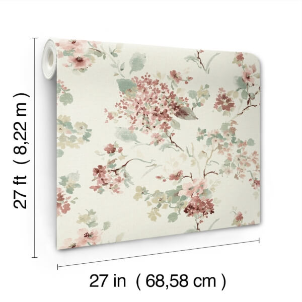 Veiled Garden Rose Floral Wallpaper